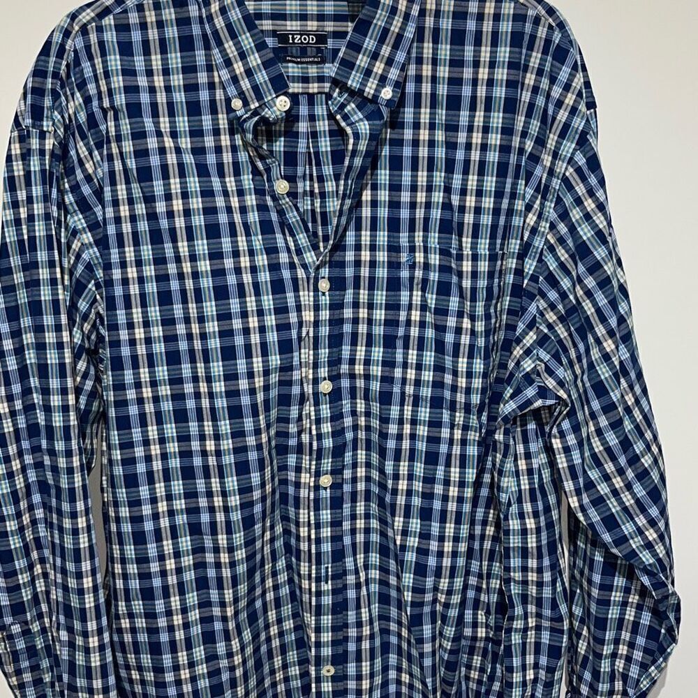 IZOD Men's Multicolor Premium Essentials Plaid Long Sleeve Button Down Shirt XXL